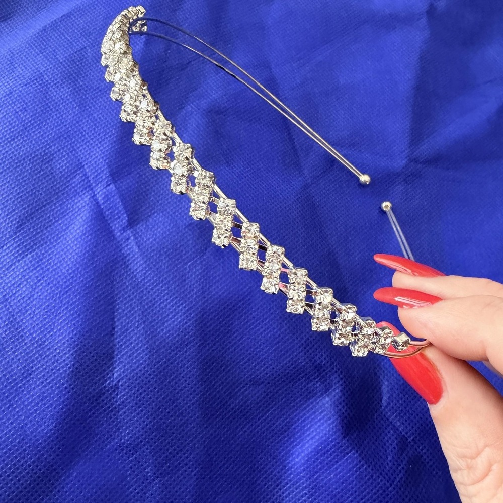 Silver Tone Rhinestone Tiara Headband Womens Wedding Bridal Hair Accessory